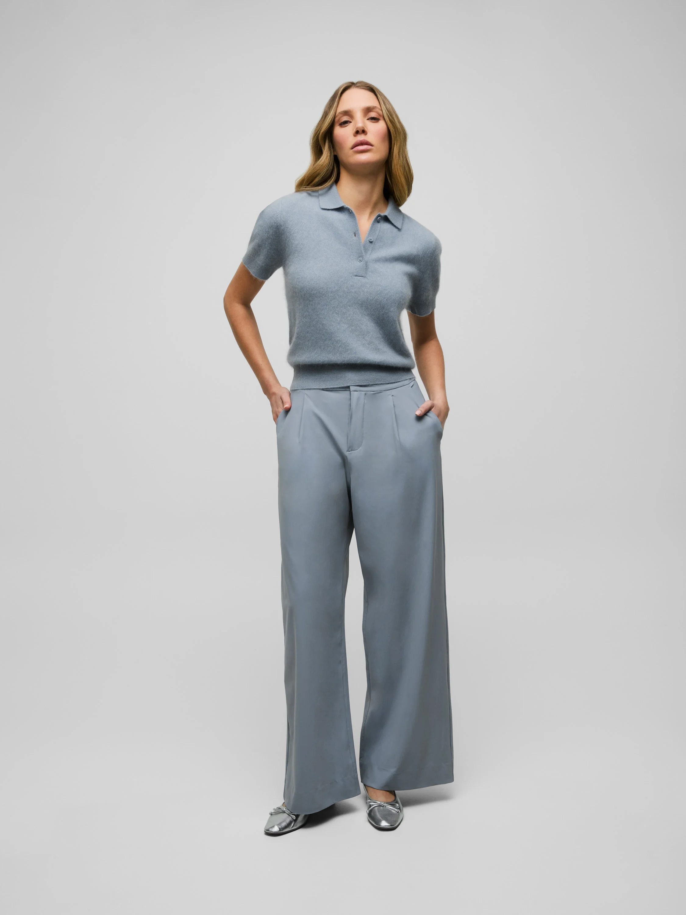 Brushed Bardot Cashmere Short Sleeve Sweater - Image 4
