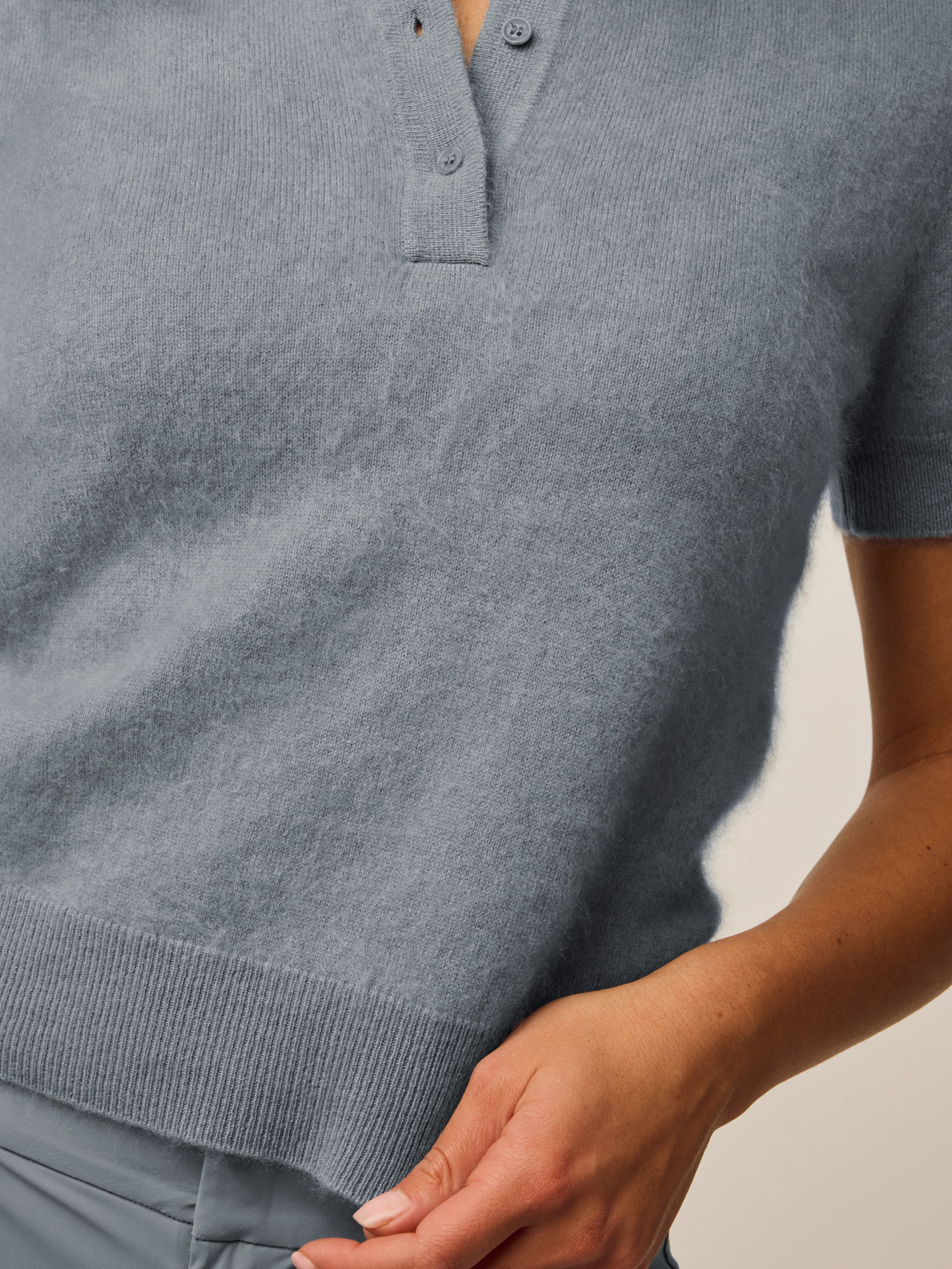 Brushed Bardot Cashmere Short Sleeve Sweater - Image 8