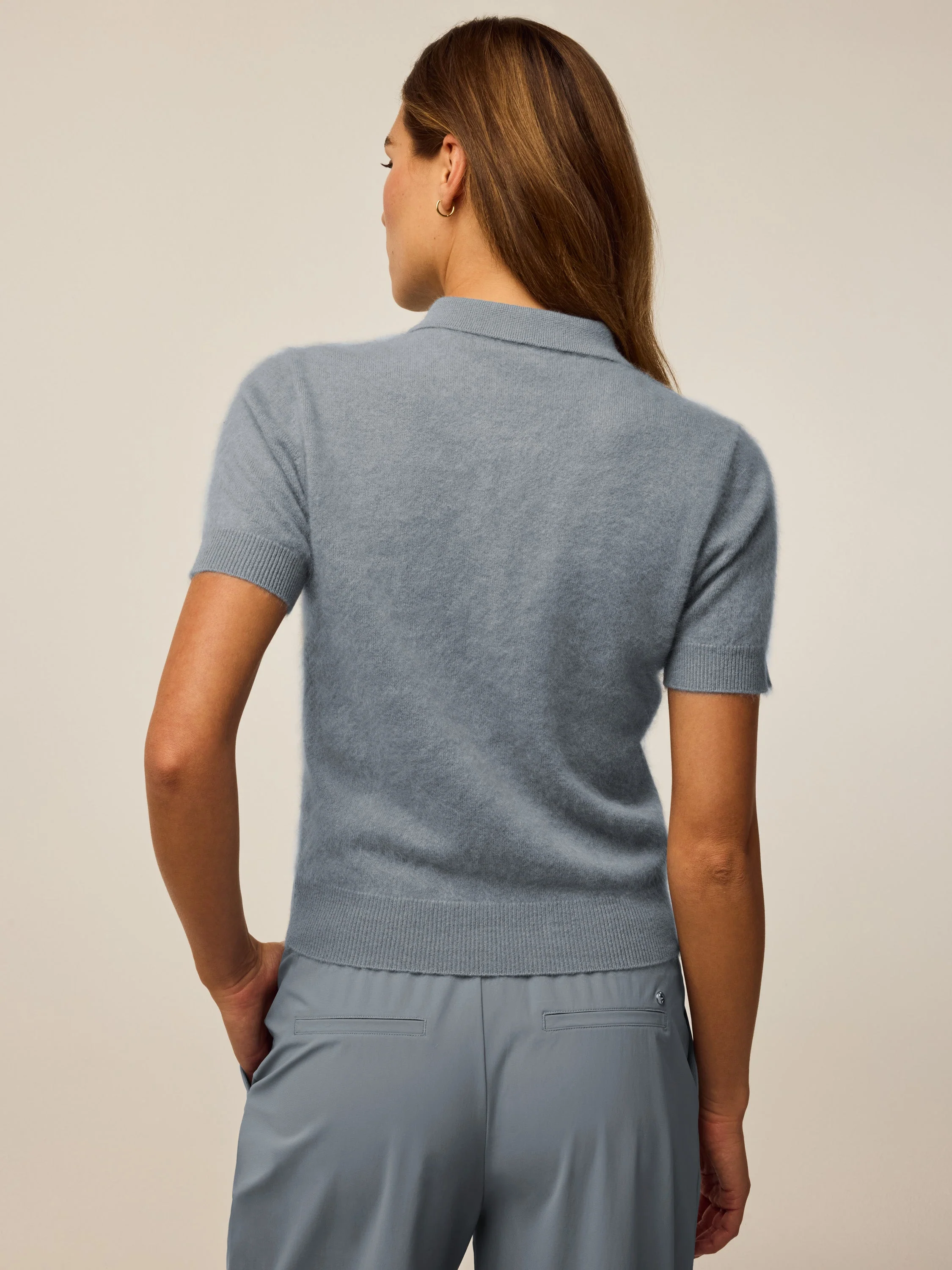 Brushed Bardot Cashmere Short Sleeve Sweater - Image 9