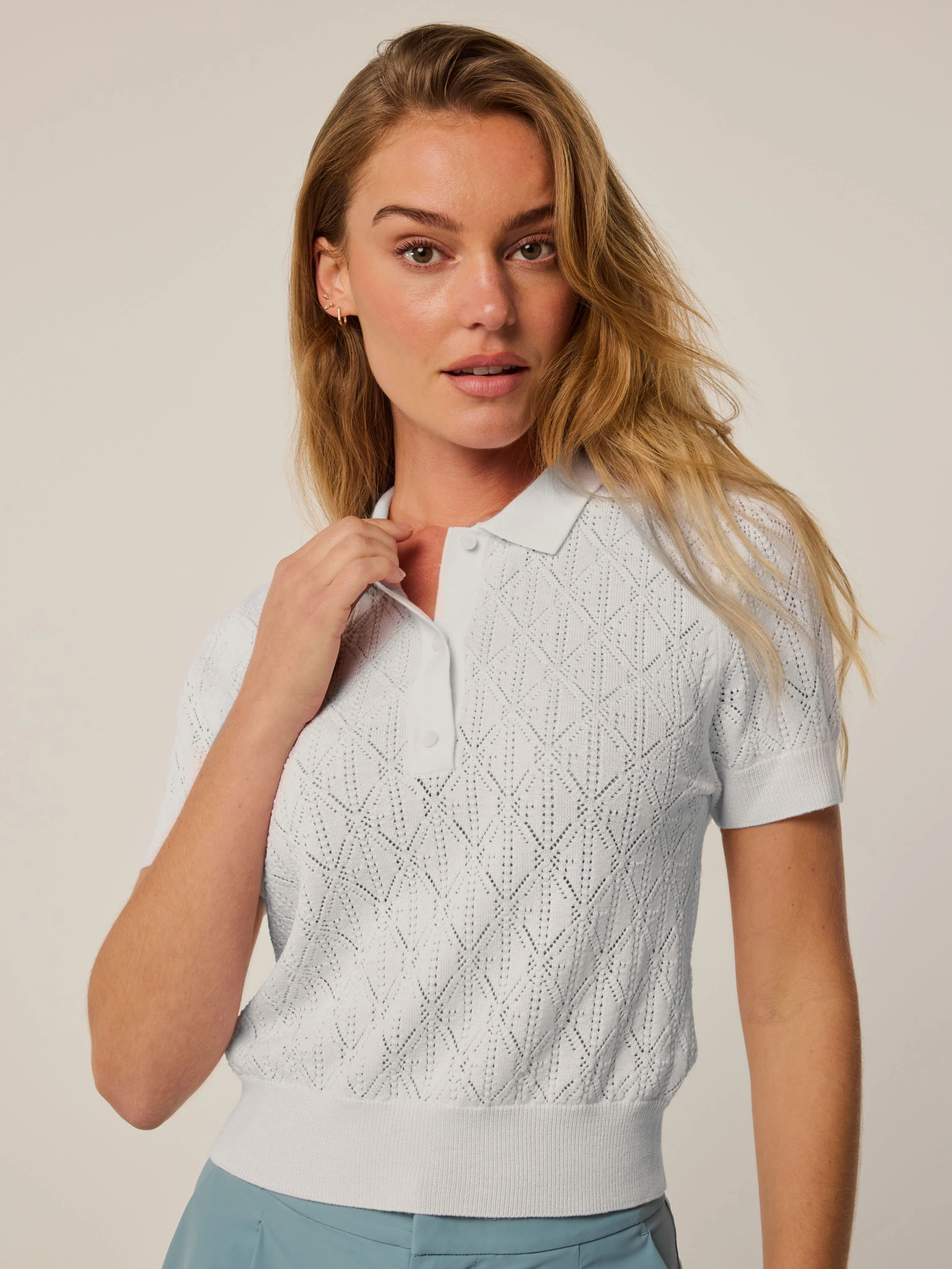 Leith Merino Pointelle Short Sleeve Sweater - Image 5