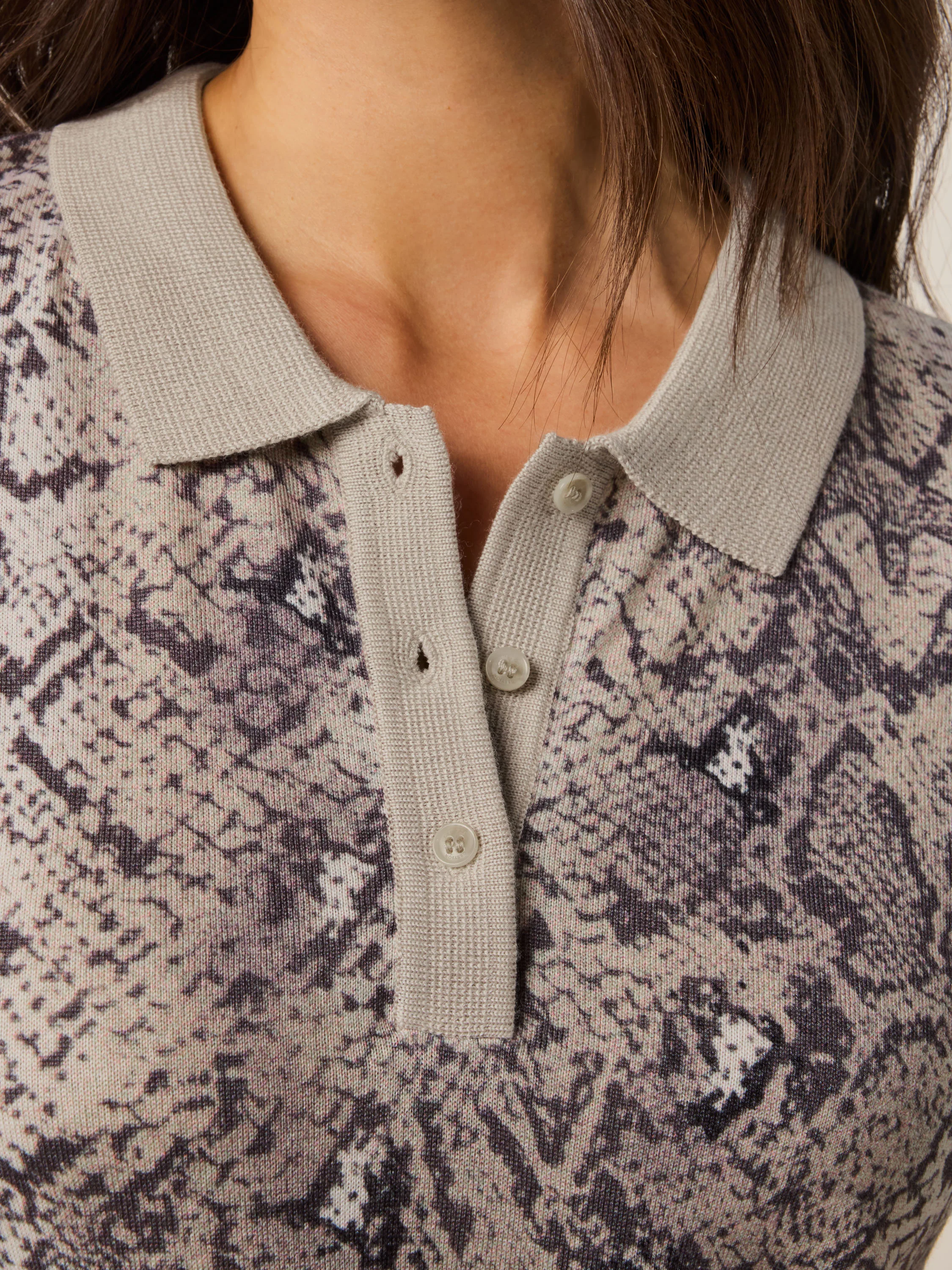 Bardot Wolf Scales Short Sleeve Sweater Polo - Image 3