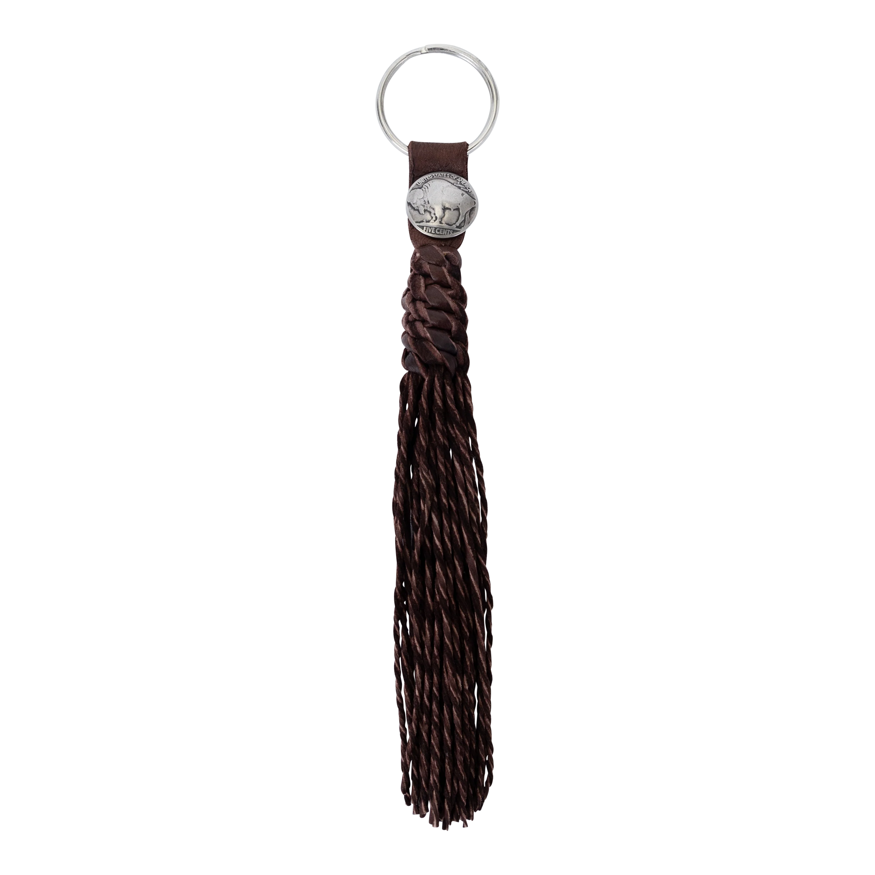 Bison Coin Braided Leather Keychain
