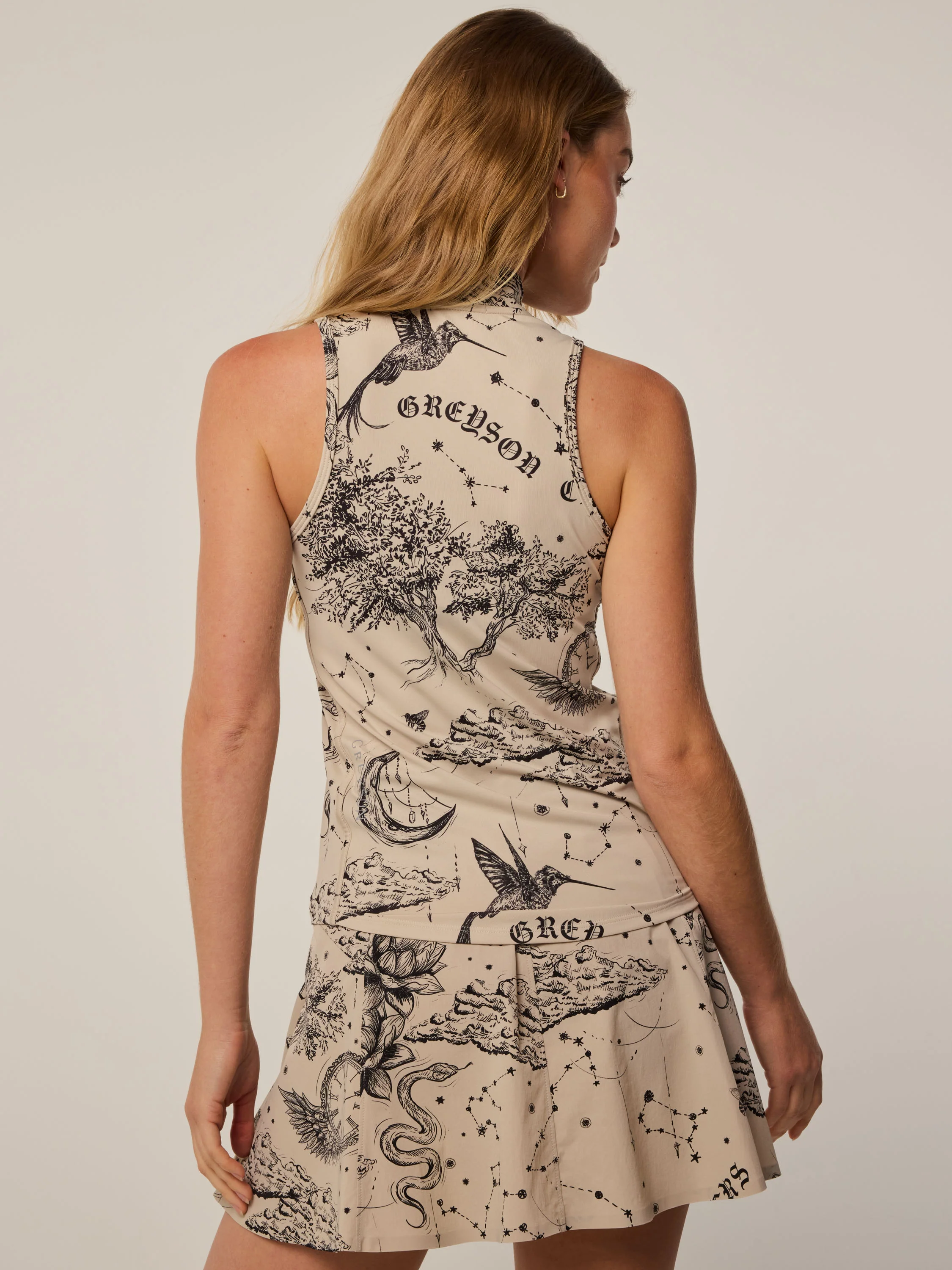 Moon Diamond Sleeveless Vesta Mock Neck Top - Image 2