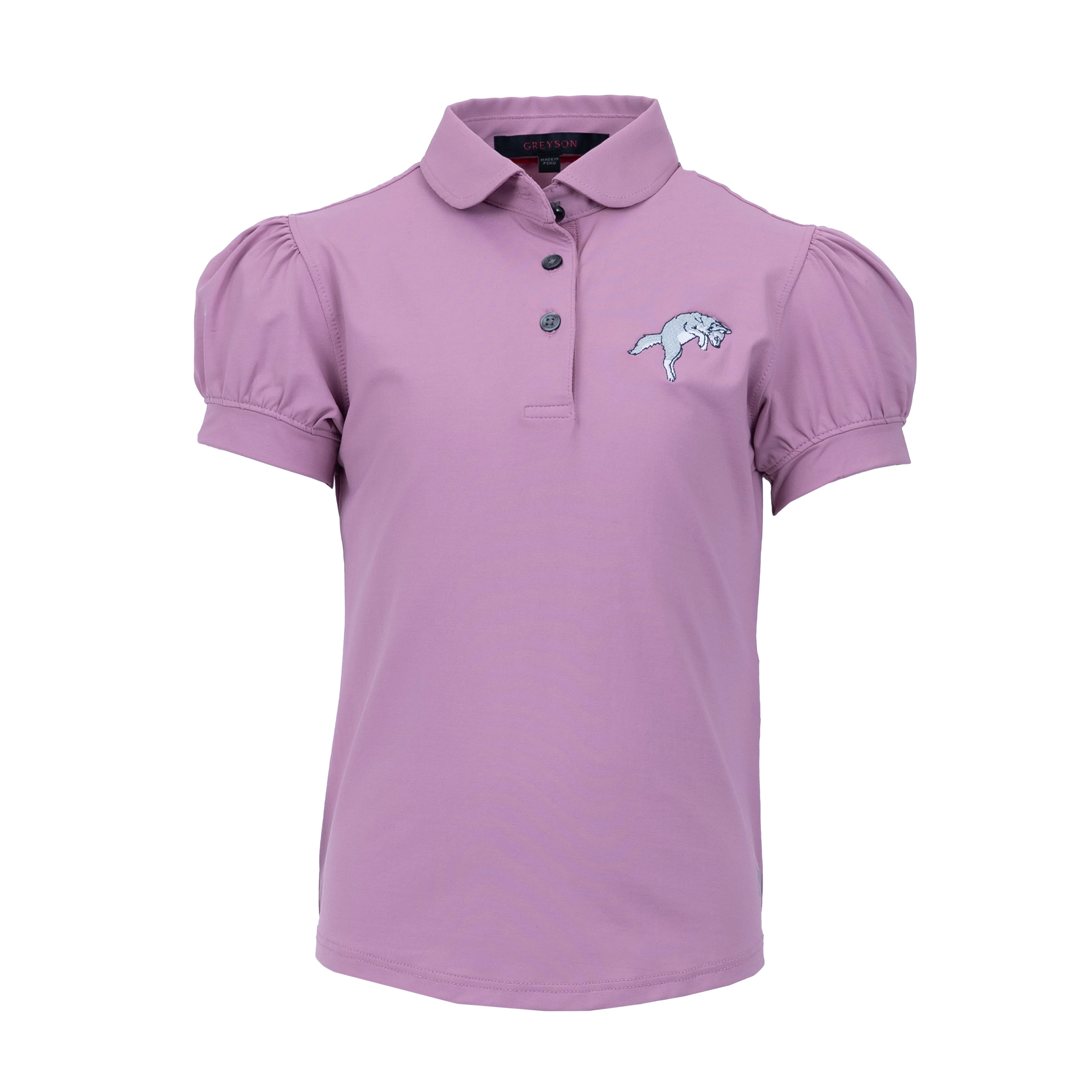 Girl's Pouncing Wolf Scarlett Polo
