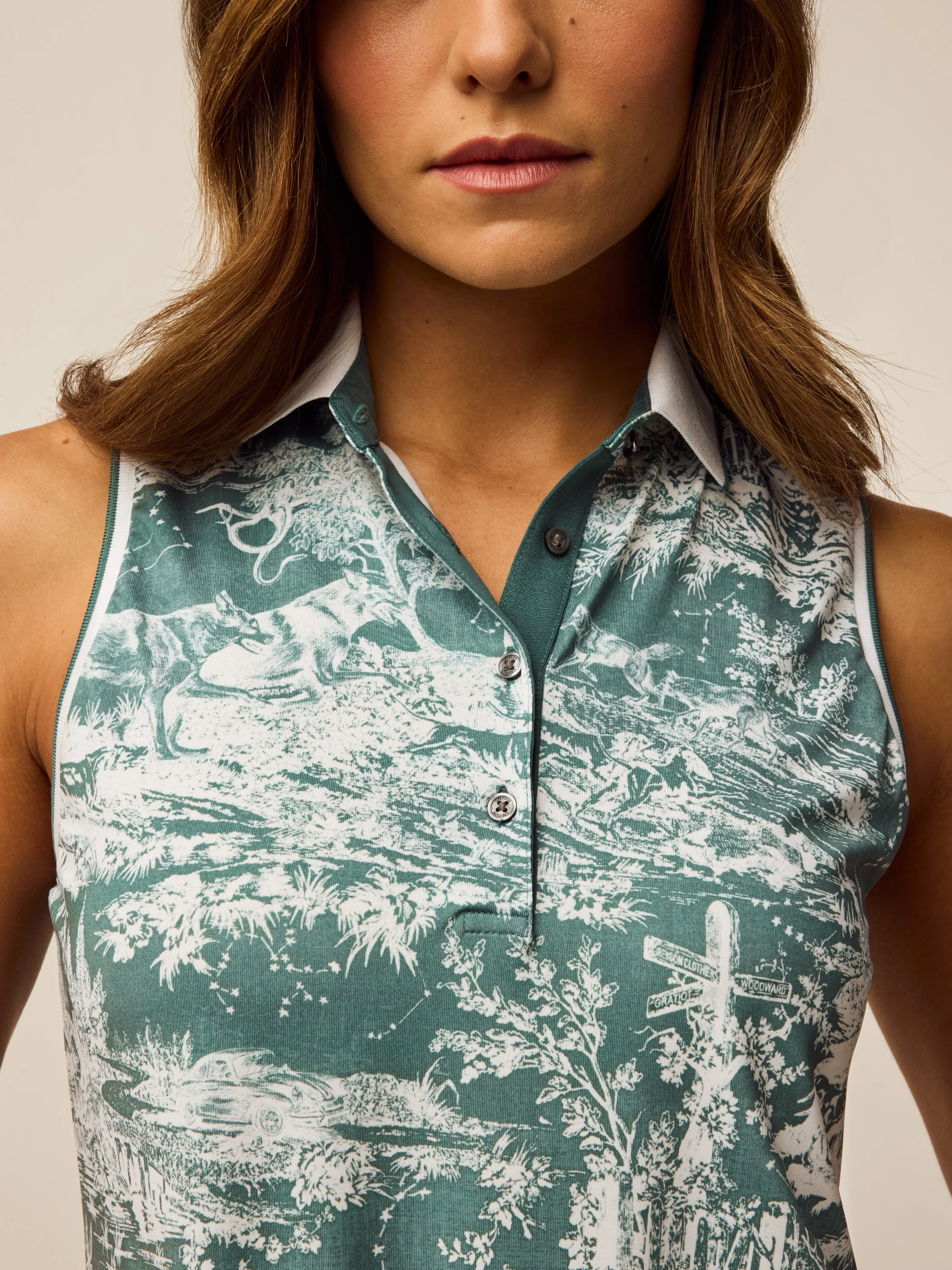 Scarlett Huntress Toile Sleeveless Polo - Image 2