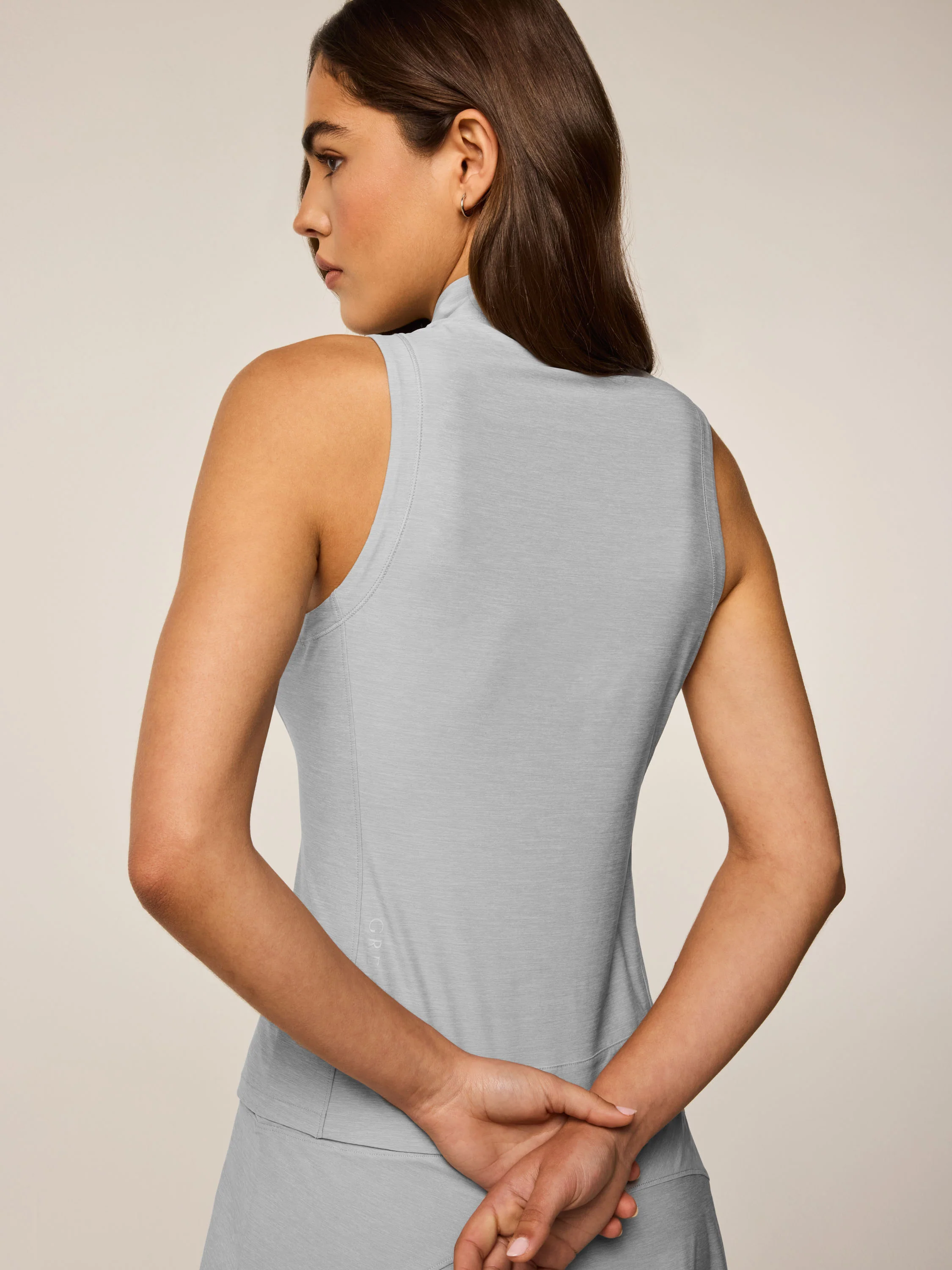 Halley Sleeveless Melange Quarter-Zip - Image 2