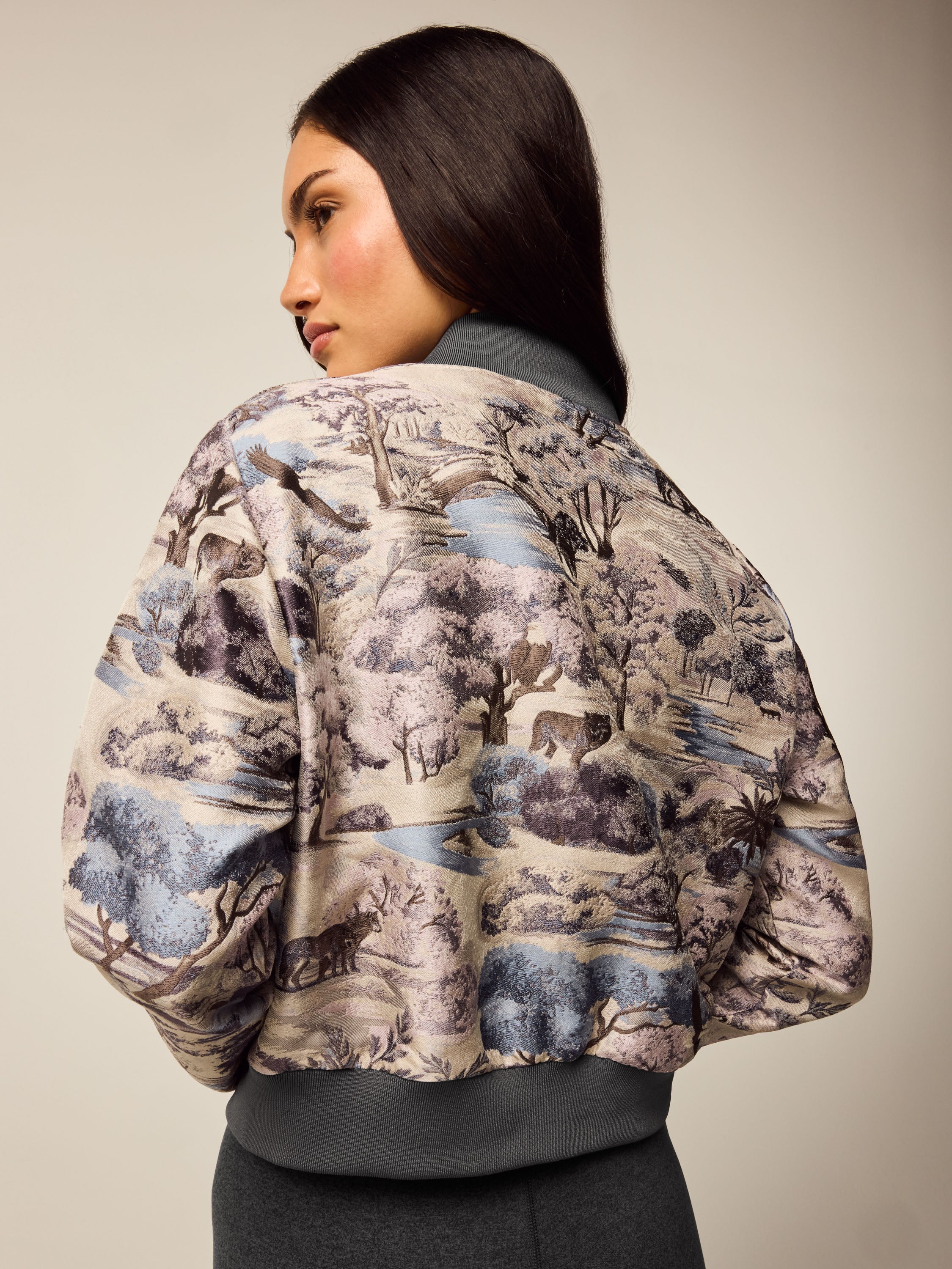 Where Wolves Roam Jacquard Bomber Jacket - Image 2