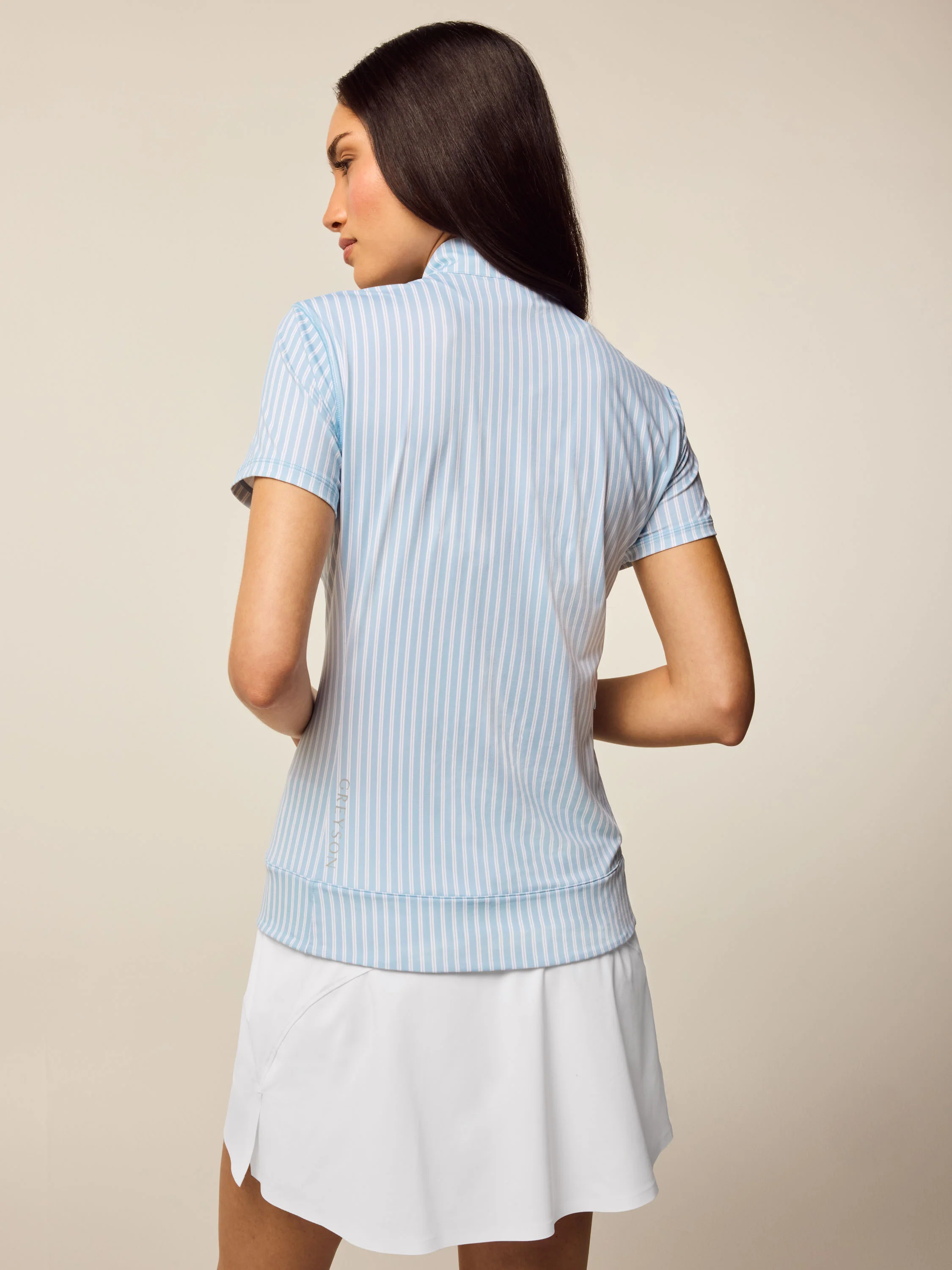 Halley Windsor Stripe Short Sleeve Quarter-Zip - Image 2